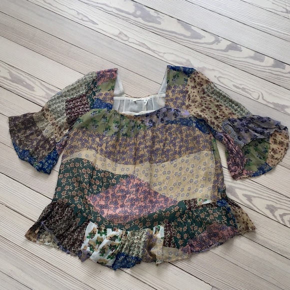 Anthropologie Floreat Patchwork Top Beaded - Picture 2 of 5